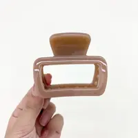 L907奶茶色7cm电视机抓夹百搭简约气质大发量发夹韩版鲨鱼夹