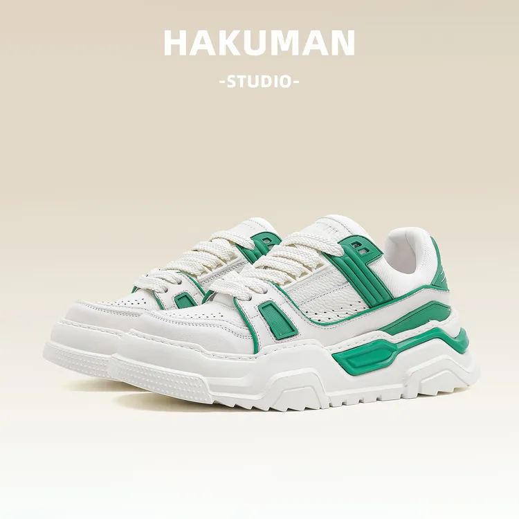 头层牛皮夏季透气增高厚底老爹鞋百搭休闲鞋小高级感小白鞋板鞋男