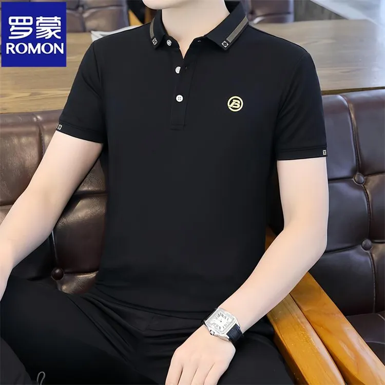 罗蒙翻领短袖Polo衫男士新款夏季体恤上衣帅气时尚百搭半截袖T恤t