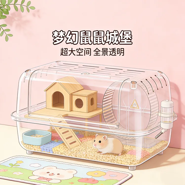 妙昂透气全景仓鼠笼子超大又便宜金丝熊笼子过冬防啃防越狱易清理