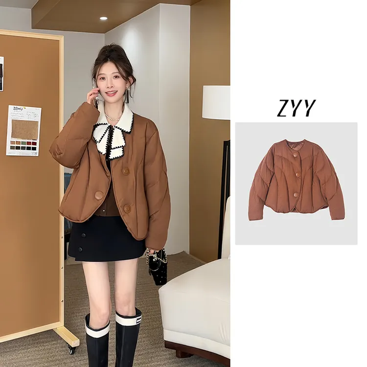 ZYY【冬雪舞曲】2025S/S新品设计感南瓜色鹅绒服羽绒服X25DYRF05249