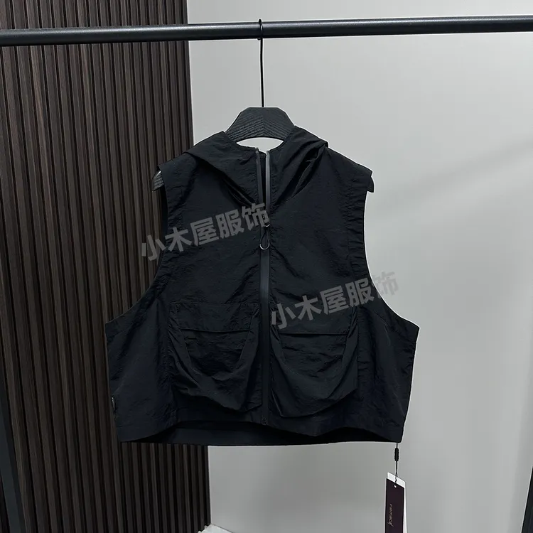 菲玛掂251839拉链连帽马甲2025年春秋新款时尚百搭显瘦女装上衣