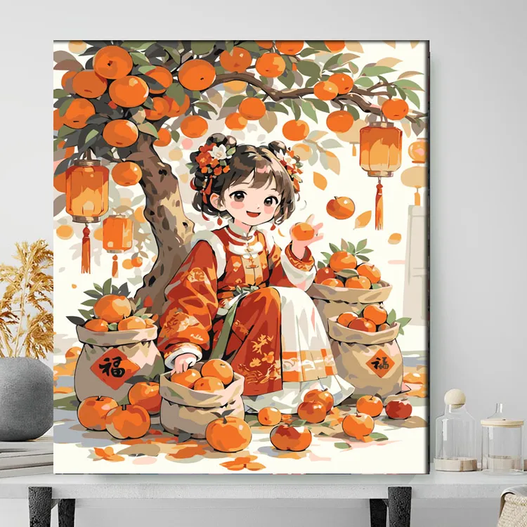 大吉大利数字油画diy填充涂色手工绘油彩高质量数字油画