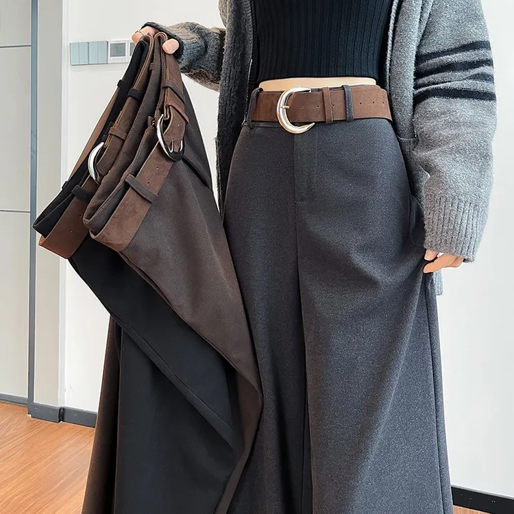 (送腰带)2025高级感毛呢西装裤直筒女冬季加厚高腰显瘦垂感休闲裤