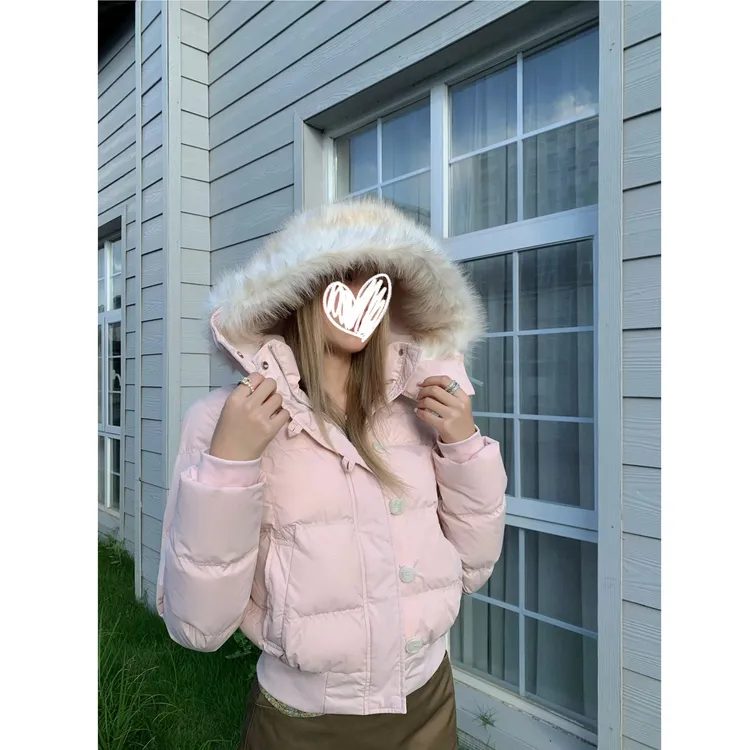 【小雪专属】南区菲奥娜 秋冬复古连帽毛领棉服外套短款加厚保暖面包服#W1127