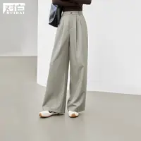 对白垂感显瘦黑色西装裤休闲裤女2025秋新款宽松压褶老钱风阔腿裤