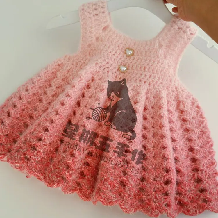 不是成品diy手工编织背心女童连衣裙羽毛线钩针毛衣保暖材料包