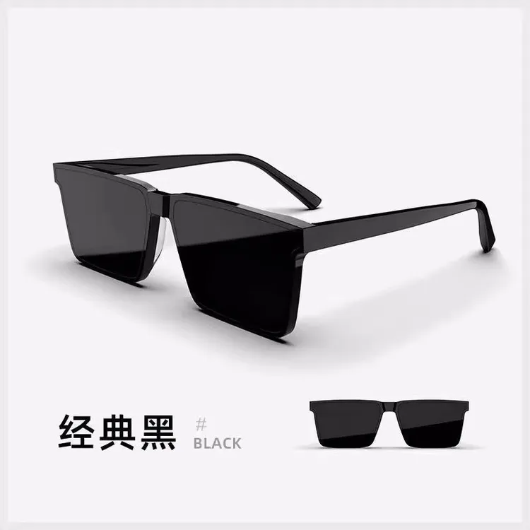 高颜值时尚方形防风太阳镜防紫外线护目开车钓鱼遮阳护目偏光墨镜