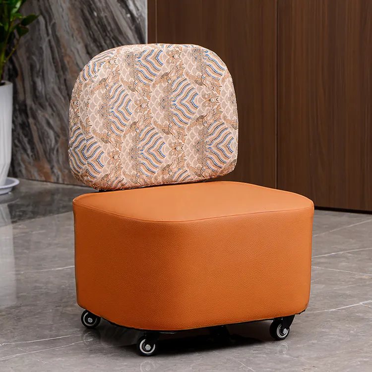 2025新款祥云满背沙发换鞋凳客厅入户门万向轮实木椅子可旋转移动