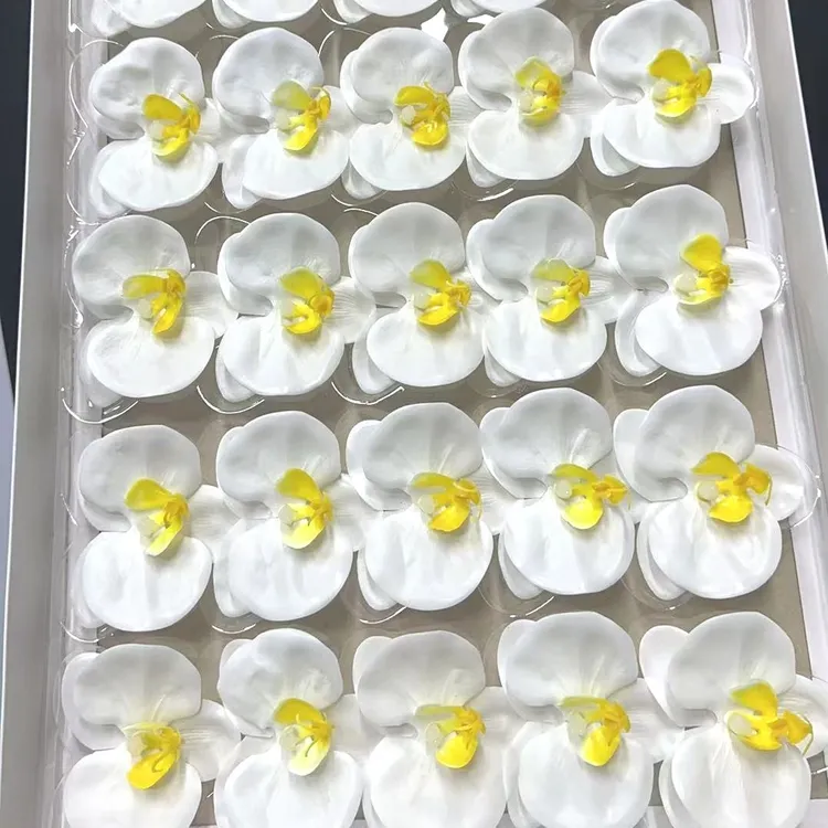 白色蝴蝶兰香皂花仿真花头永生花肥皂花礼盒母亲节花束装饰花朵