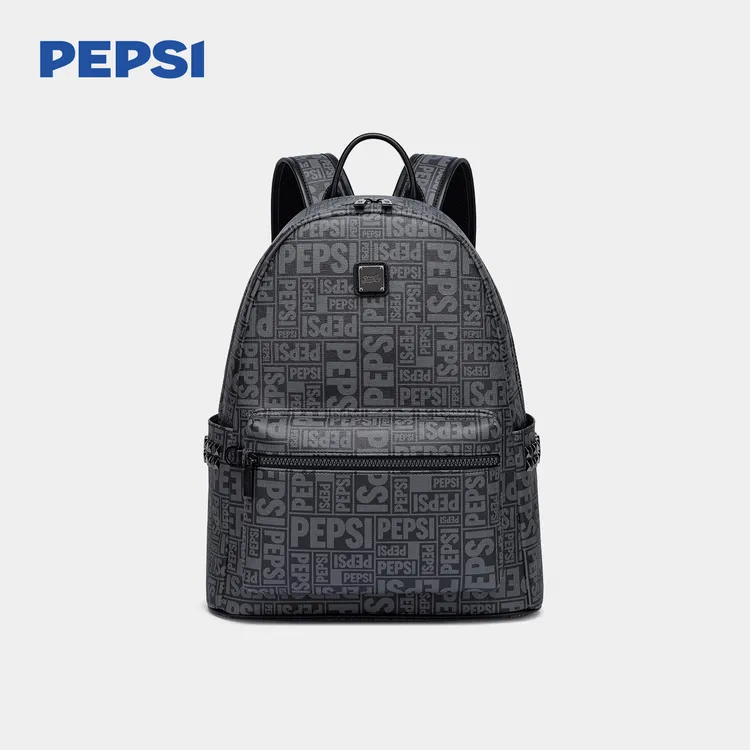 Pepsi/百事联名爆款黑色双肩包经典印花大容量潮流百搭书包轻奢