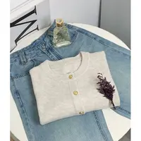 清-汤圆吖休闲杏色百搭针织开衫272033