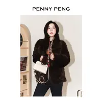 PENNYPENG 黑金夫人 黑标系列高奢华丽优雅双面穿紫貂外套