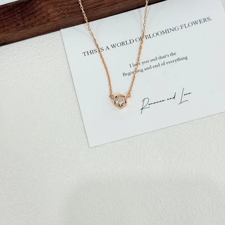 铜合金项链 XL-548不规则立体锆石玫瑰金色简约百搭锁骨链