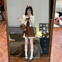 巴洛克甜心 织物猪原创 美拉德穿搭女装出游吊带连衣裙女秋气质感