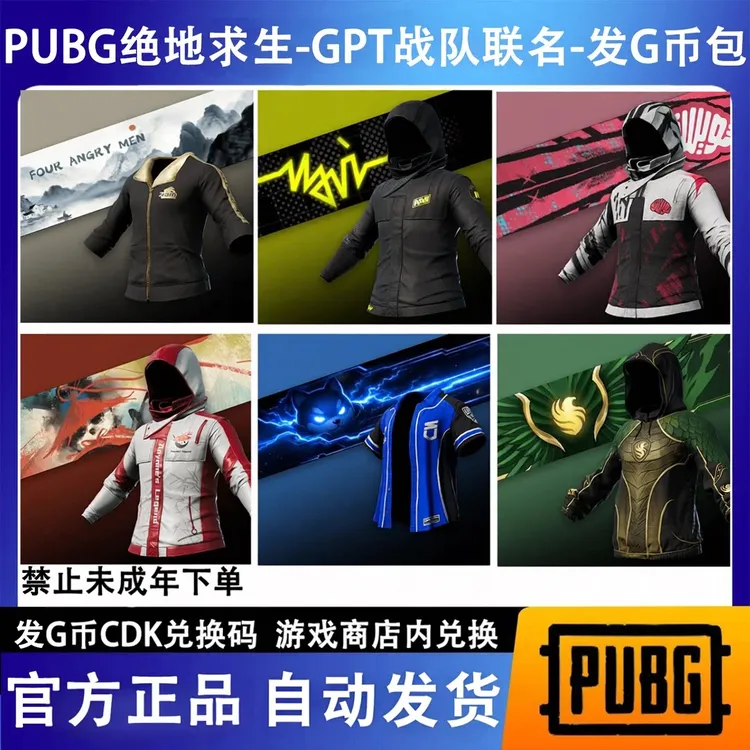 PUBG 绝地求生 GPT战队联名套装 CDK兑换码 未成年禁止下单