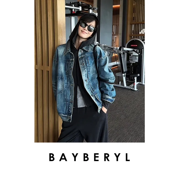BAYBERYL老贝破坏2.0*牛仔解构做旧翻领百搭秋外套MF5G0131-8/16