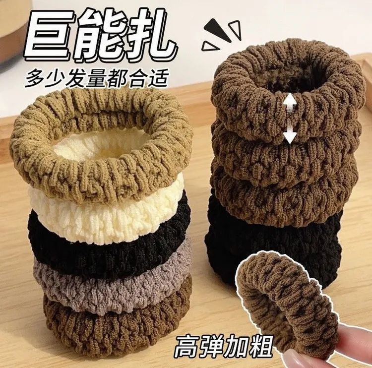 时尚布艺爆米花纹路头绳加宽升级版非金属高弹力发饰韩版加厚耐用商品图