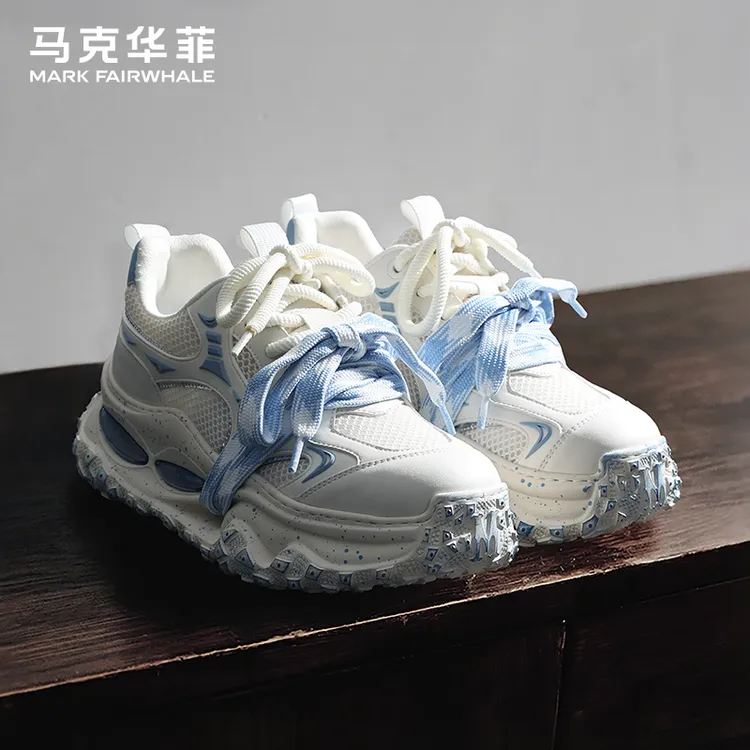 马克华菲百搭情侣老爹鞋2026秋季爆款气垫透气厚底增高休闲鞋白鞋