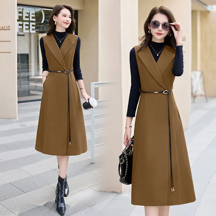 高级感无袖西装裙套装女2025春新款气质收腰修身马甲连衣裙两件套