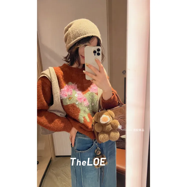 TheLOE/【小马手工亮片羊毛毛衣】466g-542g珠片套头针织衫#LE-8992