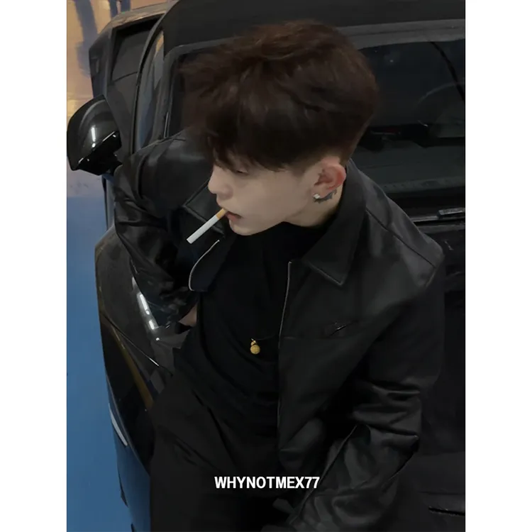 【恶魔之眼】2025早秋新款灵蛇定制拼接夹克重磅蛋白皮衣