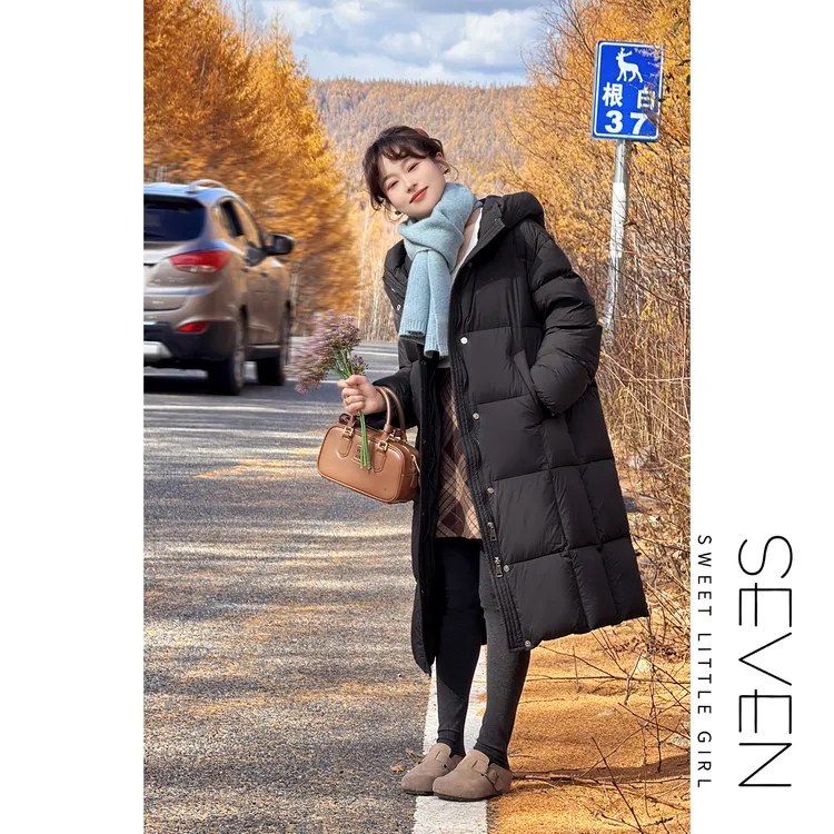大鹅被⑦七七146小个子冬季保暖90白鹅绒羽绒服女中长款外套小美说