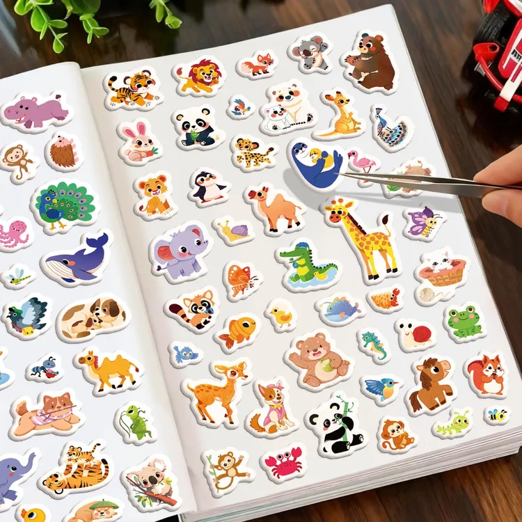 卡通动物贴纸儿童立体泡泡贴贴纸男女孩粘贴画幼儿园奖励贴贴纸书