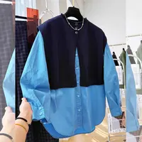 胖妹妹春秋季新品披肩宽松大码衬衫女装两件套高级感长袖圆领衬衣