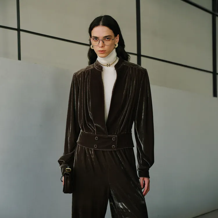 LYNEE【黑标系列】川寂  外套式丝绒上衣/空气裤LGD2FAT016/AT014