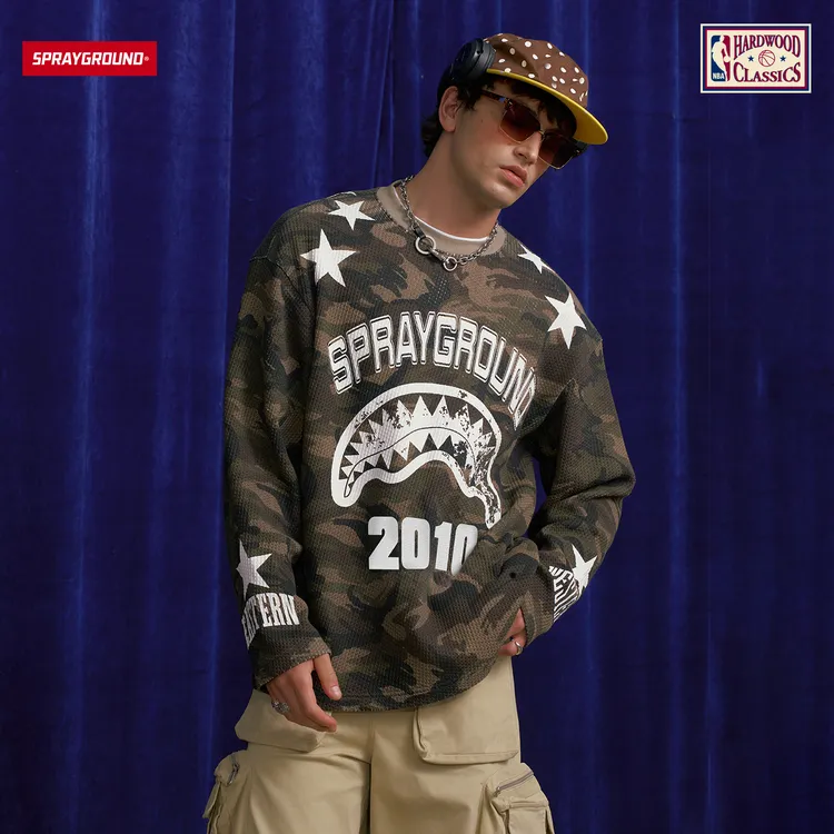 SPRAYGROUND I NBA HWC联名系列鲨鱼嘴长袖T恤华夫格XB NE230316