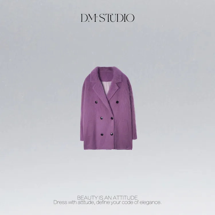 DEDM•STUDIO/绵羊毛+桑蚕丝+山羊绒毛呢外套大衣2509MNWT/DY529
