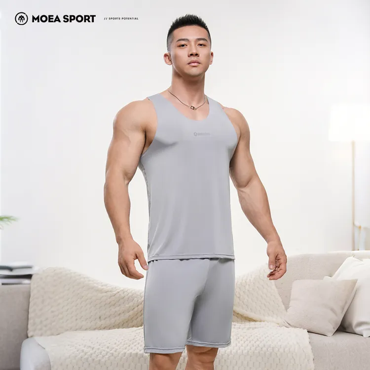 【升级版】墨立方夏季液态冰丝无痕睡衣套装男士裸感丝滑家居服套装