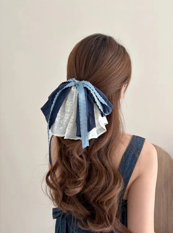 韩国百搭撞色气质蝴蝶结马尾抓夹轻奢氛围感后脑勺顶夹固定盘发夹