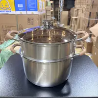 硅胶不锈钢三层加厚家用汤锅带蒸笼双多2层电磁炉煤气灶专用