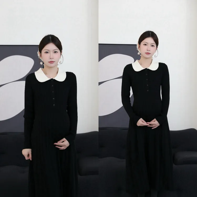 senenmu 【心动符号小黑裙】【可哺乳】秋冬显瘦连衣裙打底裙孕妇装