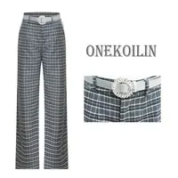 OneKoilin“布拉格之秋”秀场直达格纹色织直筒长裤 BLGZQ