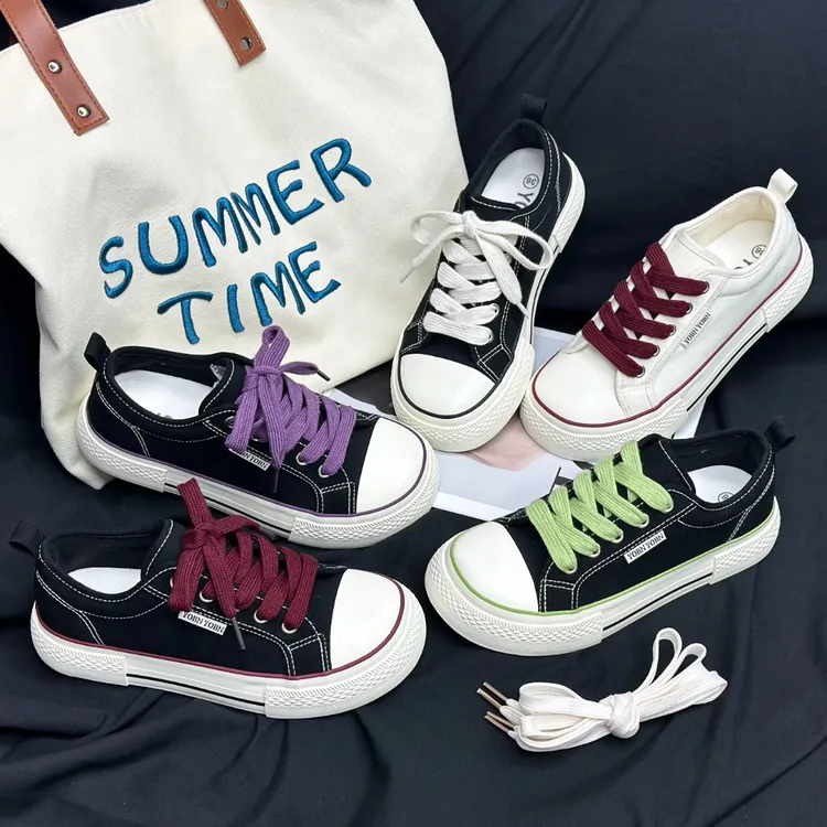 【yi】百搭帆布鞋2025春新款低帮系带复古板鞋女学生韩版平底休闲