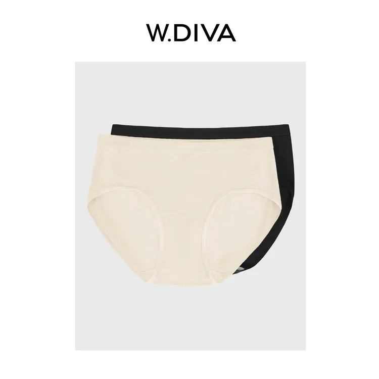 W.Diva【呼吸】桑蚕丝中高腰版型桑蚕丝内裤（两条装）女50U251599