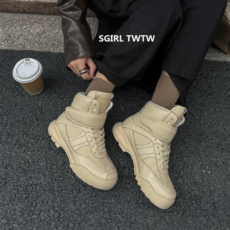 SGIRL TWTW2025年秋季新款超软防滑系带圆头平底休闲高帮鞋女鞋潮