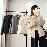 秋冬洋气翻领短外套胖mm大码洋气百搭薄夹克夹开衫潮542