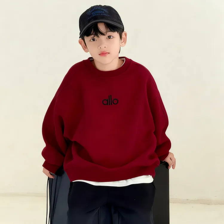 男童加绒卫衣冬季儿童一绒本命年红色上衣2026新款大童装冬装潮