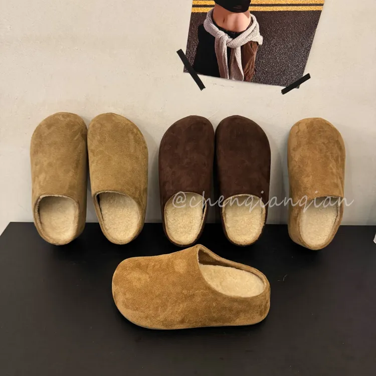 5c'm防水台休闲风浅口韩版纯色包头拖秋冬保暖冬季毛毛鞋厚底加绒