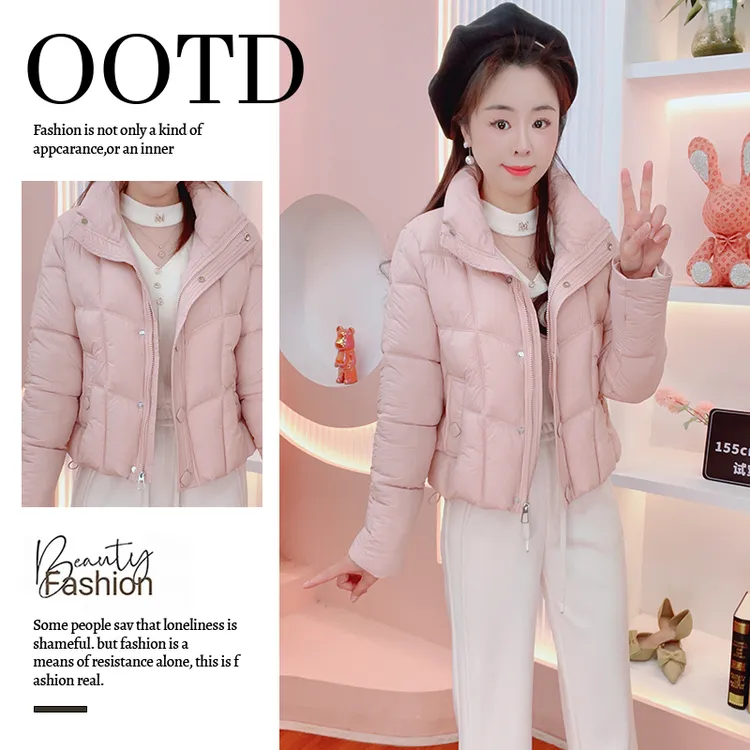 加厚时尚洋气百搭羽绒棉服女2025年冬季新款休闲宽松立领保暖棉衣