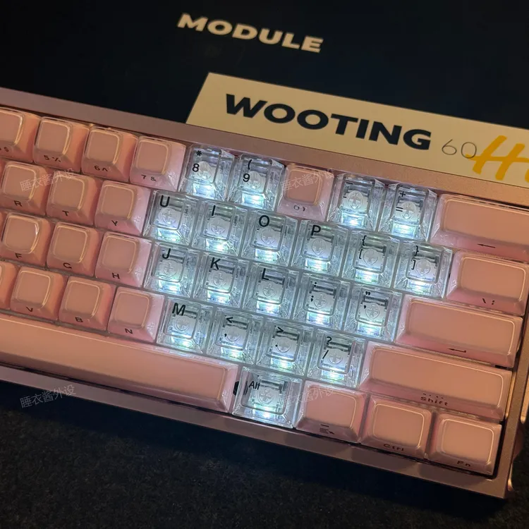 XVX水晶果冻爱心双拼侧刻键帽晶莹剔透透明双色注塑耐磨磁轴键帽