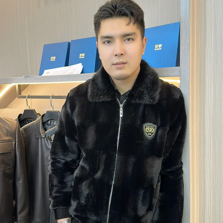 阿布；新款保暖夹克冬季加绒加厚翻领貂绒夹克外套-079