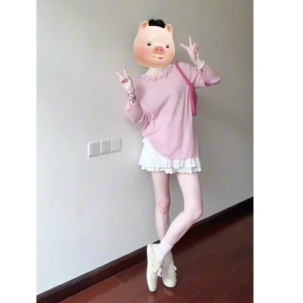 花朵毛衣女浅春系穿搭套头绵羊毛粉色山茶花针织半身裙套装女