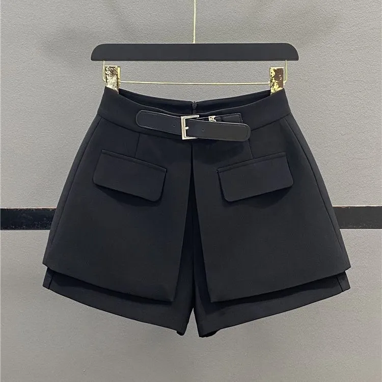 2025春秋冬新款女装假两件裙裤设计感外穿高腰阔腿西装A字工装裤