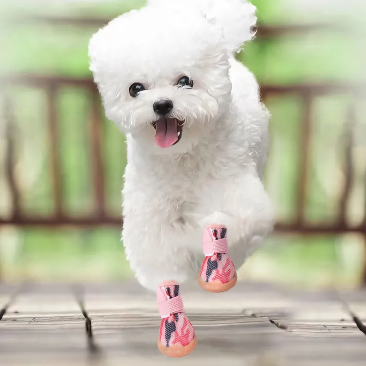 狗狗四季通用透气弹力网格鞋小型犬外出防脏软底脚套