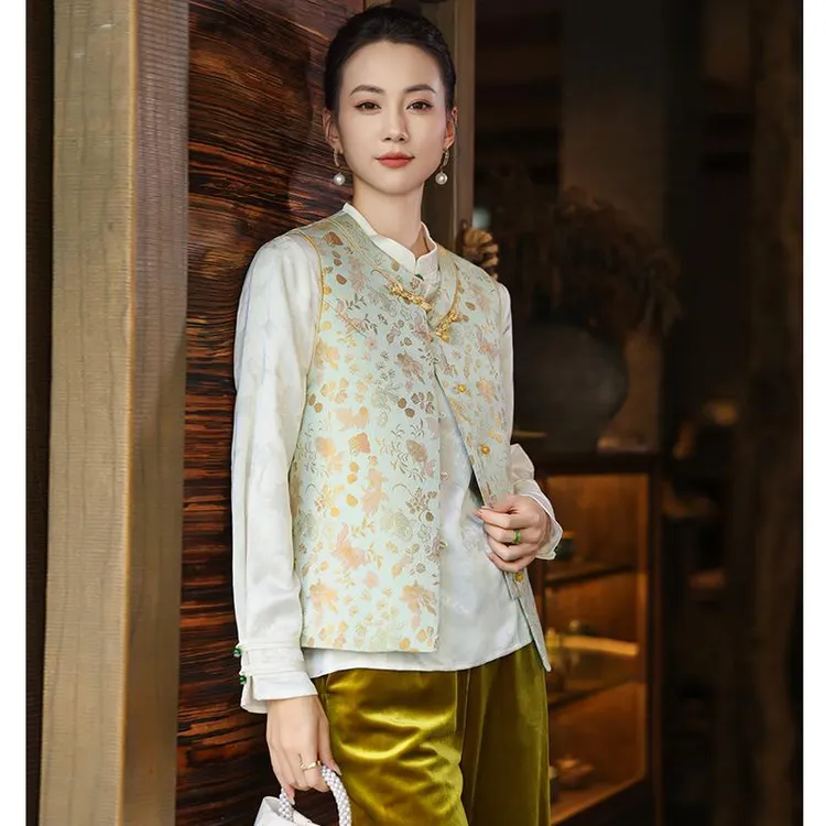 新中式高端马甲背心女2025春季新款轻国风复古唐装显瘦外套中国风
